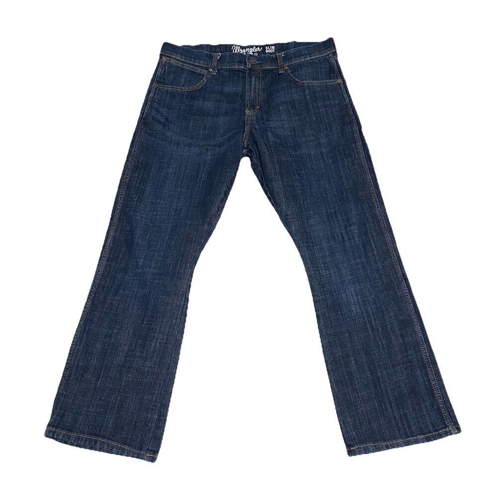 Wrangler Retro Slim Boot Jeans Mens 34x30 (Fits 35x28.5) Blue Western Bootcut